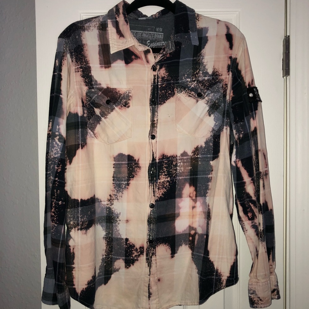 Tie dye plaid button up